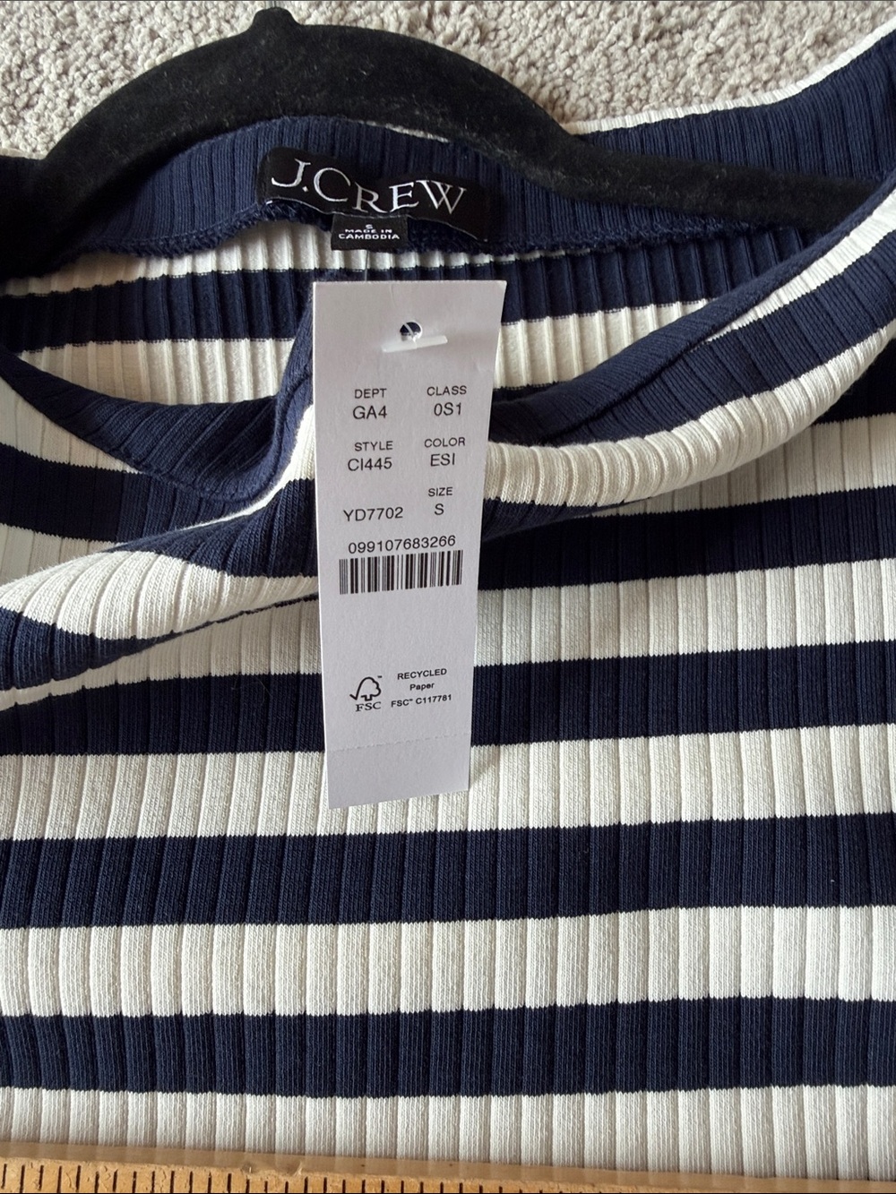 J. Crew Ribbed Knit boatneck midi dress in stripes Size Small NWT - Picture 10 of 11